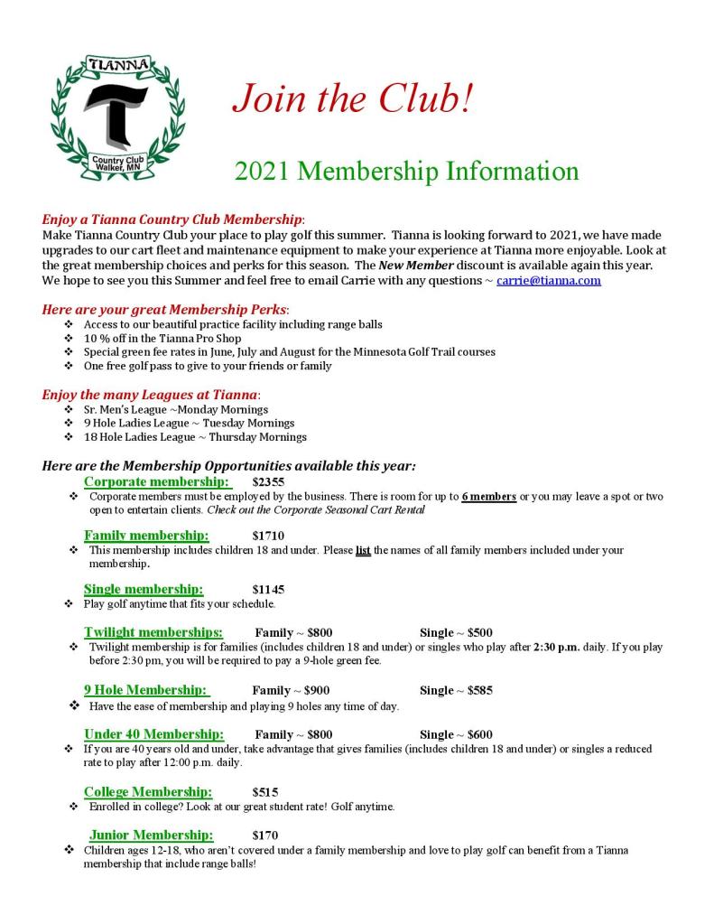 Membership - Tianna Country Club